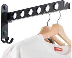 Wandgemonteerd Kledingrek - Droogrek - Droogrek Inklapbaar - Aluminium - Zwart
