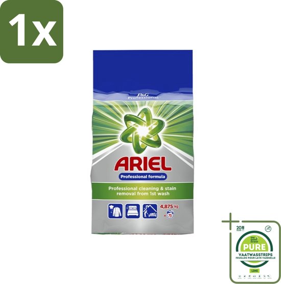 1 x Ariel – Waspoeder Professional – Original – 4,8 kg – 75 wasbeurten - Ariel Professional Waspoeder - 4.8 Kg Waspoeder - Professioneel Wasmiddel - Actilift Waspoeder - Waspoeder Voor Wit En Gekleurd Textiel