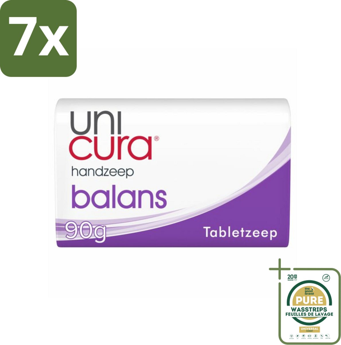7 x Unicura Tabletzeep Anti Bacterieel Balans 180 gr - Grootverpakking - Handzeep - Antibacterieel - Hygiëne - Handen Reinigen - Handen Beschermen