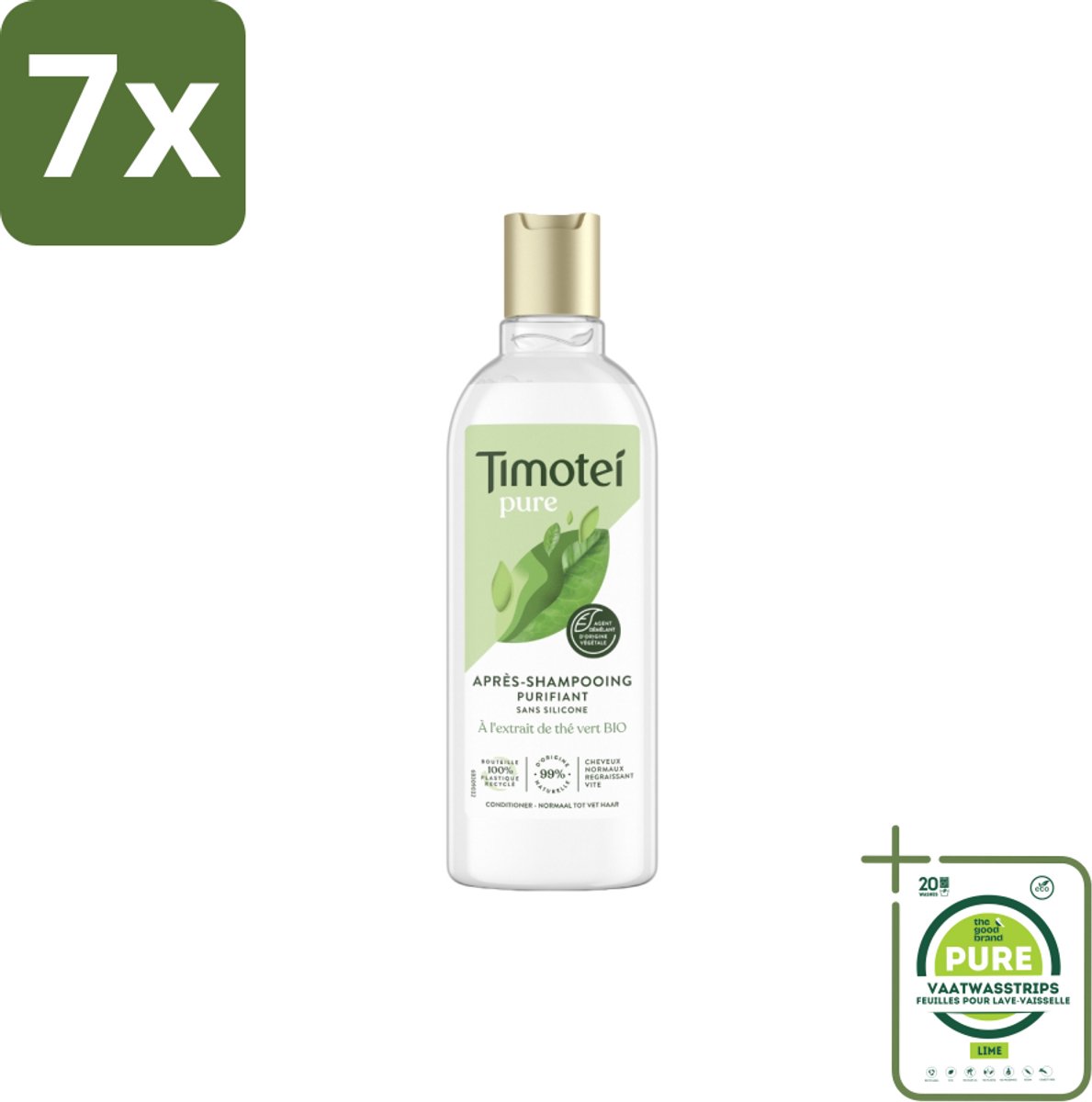 7 x Timotei Conditioner - pure groene thee - 300 ml - Grootverpakking - Groene Thee Conditioner - Zachte Haar - Fris Haar - Natuurlijke Haar Verzorging - Haar Verzorging