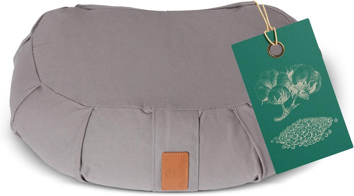 Halvemaankussen Zafu voor Meditatie en Yoga - Wasbare Overtrek, Boekweitvulling