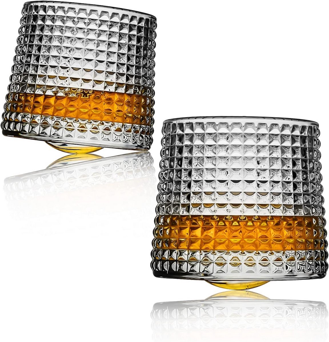 Whiskyglazen Set van 2 - Draaibaar en Drukverlagend Glaswerk voor Bourbon en Scotch