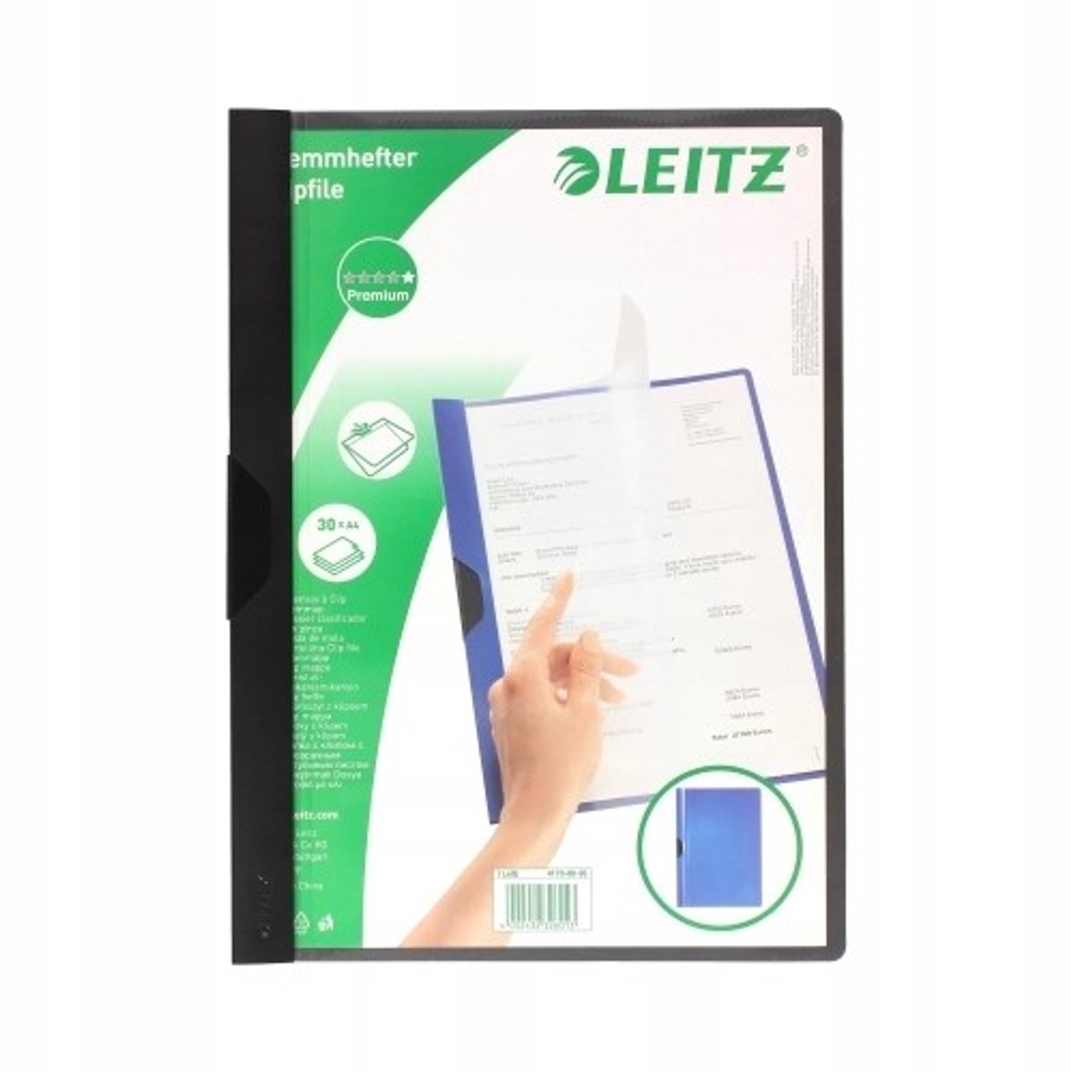 Leitz Zwarte Map met Klem - A4 - 30 Vel - 1 Stuk