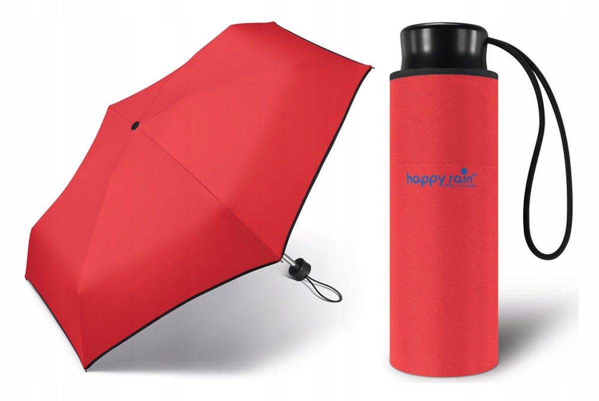 Happy Rain Rode Compacte Paraplu 16,5 cm - Past in Elke Tas