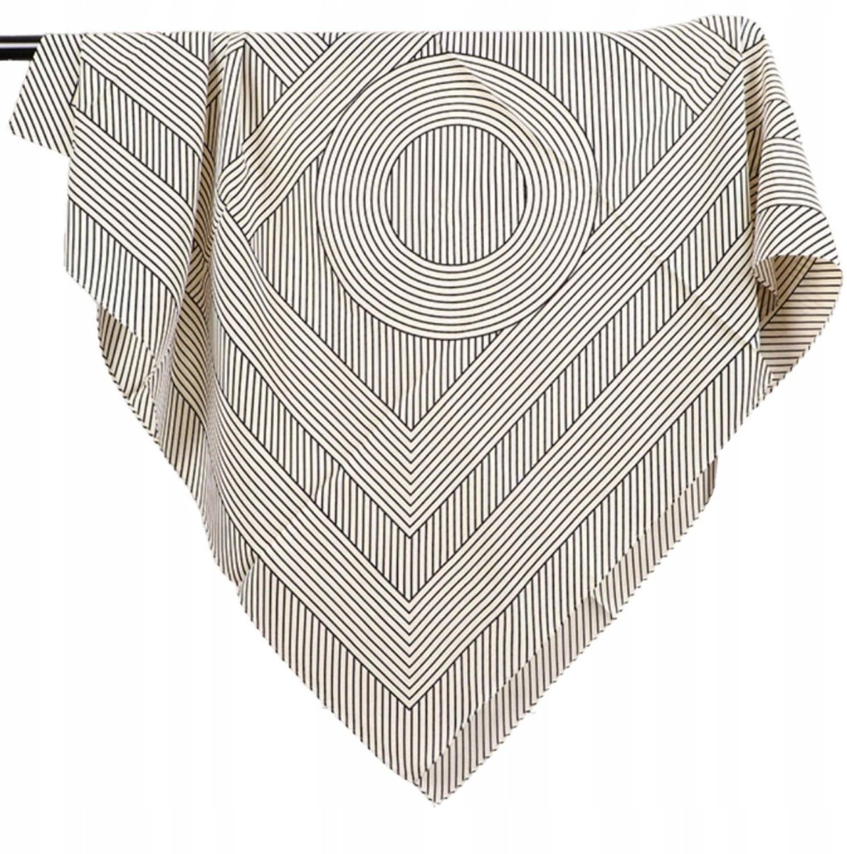 Kamea Dames Driekhoek Sjaal 90x90cm - Geometrisch Patroon Wit/Zwart