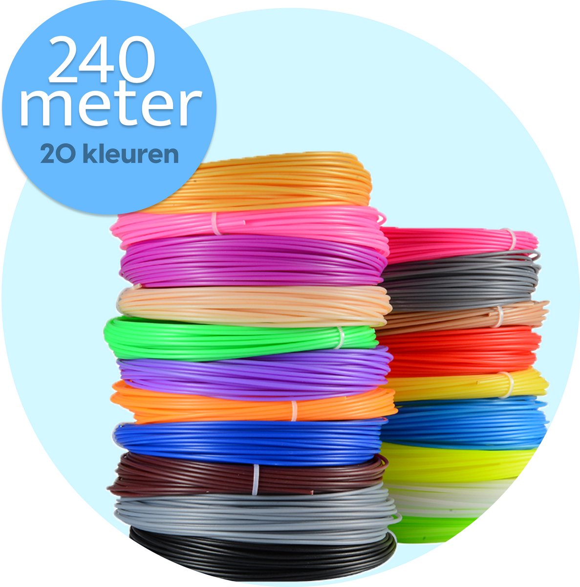 Image of 3D Pen Vullingen - PLA Filament - 240 Meter - 20 Kleuren - 1,75mm - Geschikt Voor Vrijwel alle 3D Pennen