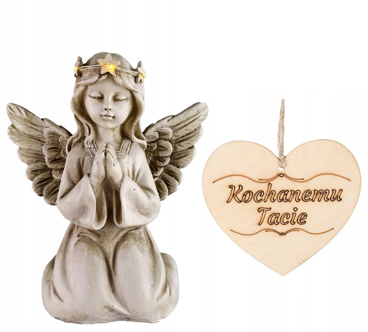 Beschermengelkaars met LED-kroon - 18 cm, voor papa