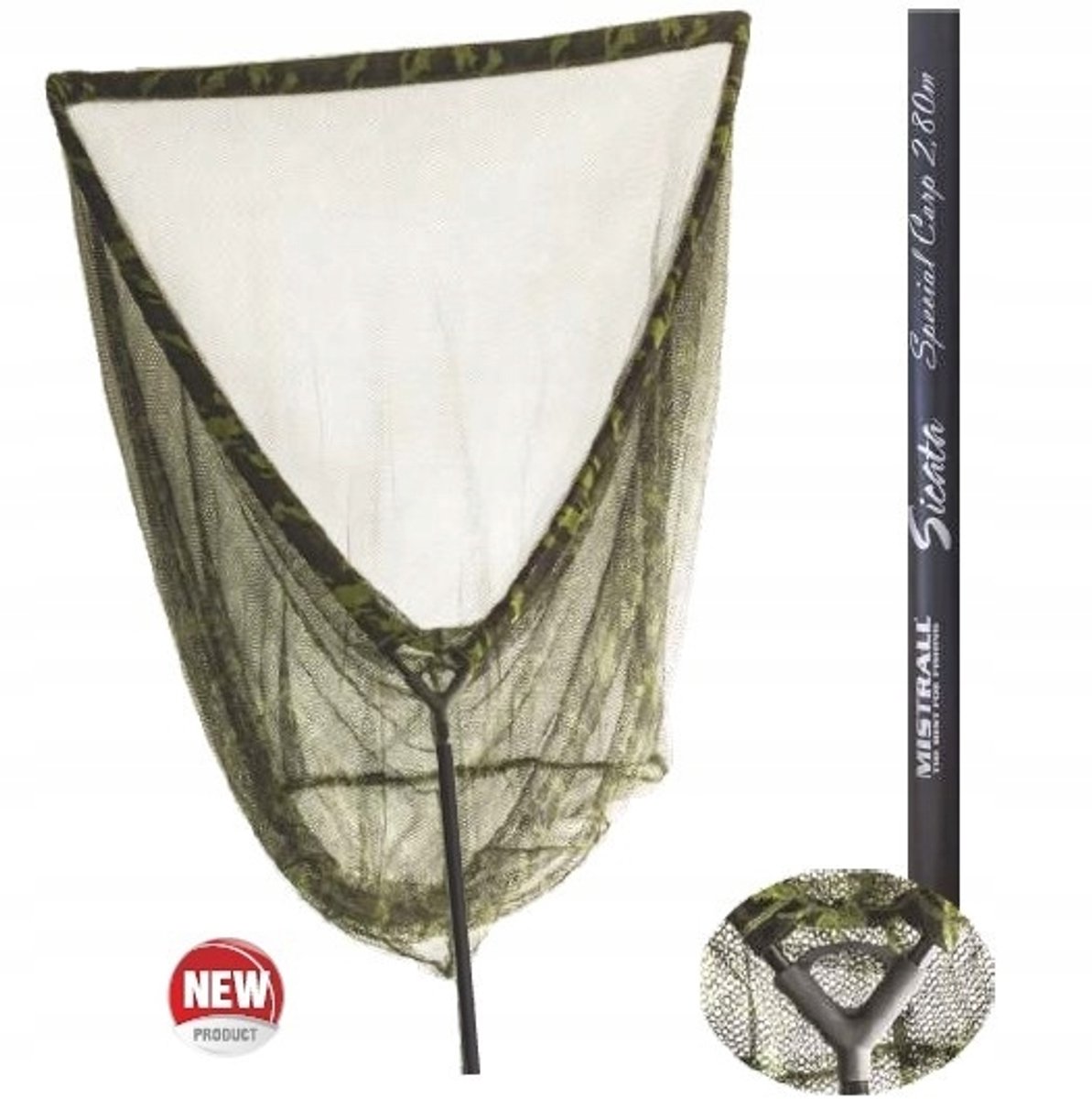 Karper schepnet 2.8m, 100x100cm, gummeerde net, 0/6mm maaswijdte