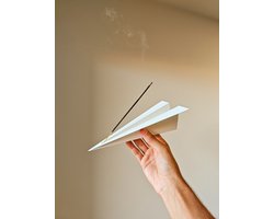 Zen Plane wierookhouder - Vliegtuigvormige wierookstandaard met asopvang - Design houder voor wierookstokjes - Crèmewit