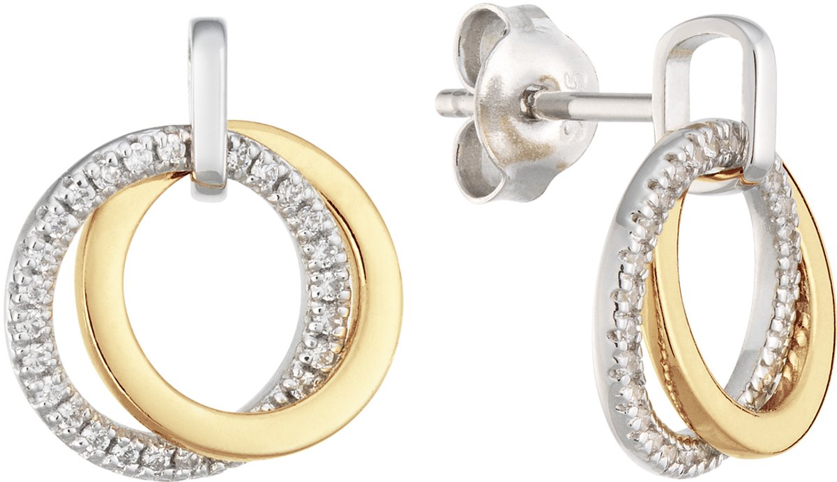 Glow 106.0807.00 Dames Oorbellen - Oorknopjes - Sieraad - Zilver - 925 Zilver - 11 mm breed - 11 mm lang