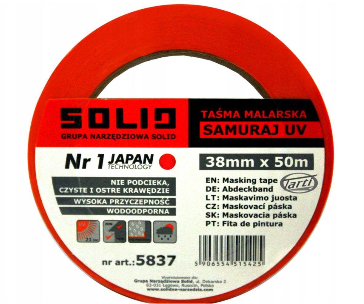 Stevige wasshid schilderijtape samurai uv 38mm x 50m - Japanse rijstre