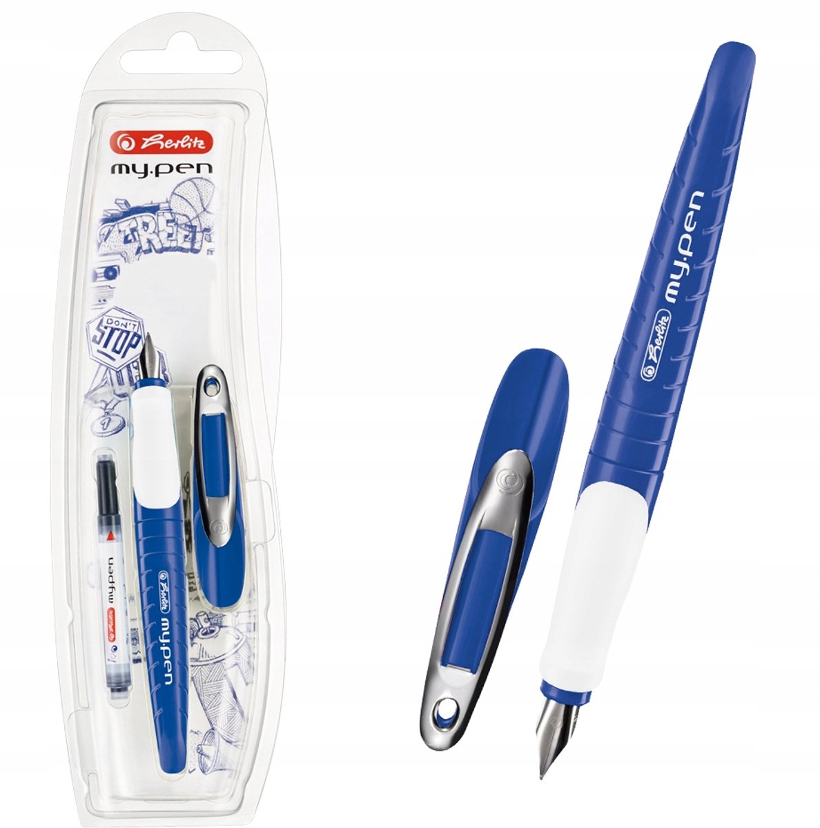 Herlitz My.pen Vulpen Blauw-Wit voor Rechtshandigen