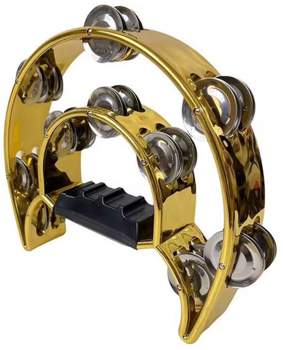 Double-Row 20 cm Metalic Gold Tambourine: Vibrant Sound, Premium Look