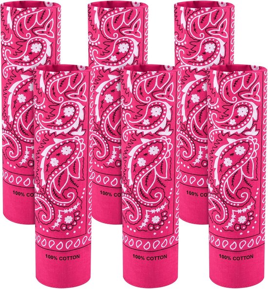BOUBONI 6 stuks 100% katoenen bandana's, paisley bandana's, veelzijdige hoofddoek, multifunctionele doek, hoofddoek, halsdoek, dames en heren (wit), koningsblauw, 56x56CM