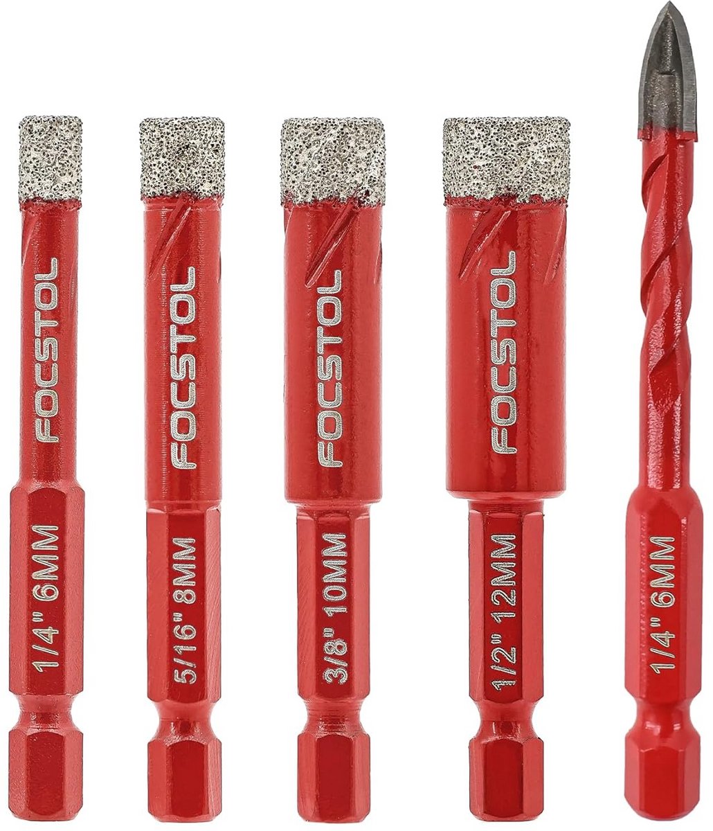 Diamantboor Set 5-Delig voor Tegels, Marmer & Graniet - Inclusief Hardmetaalboor