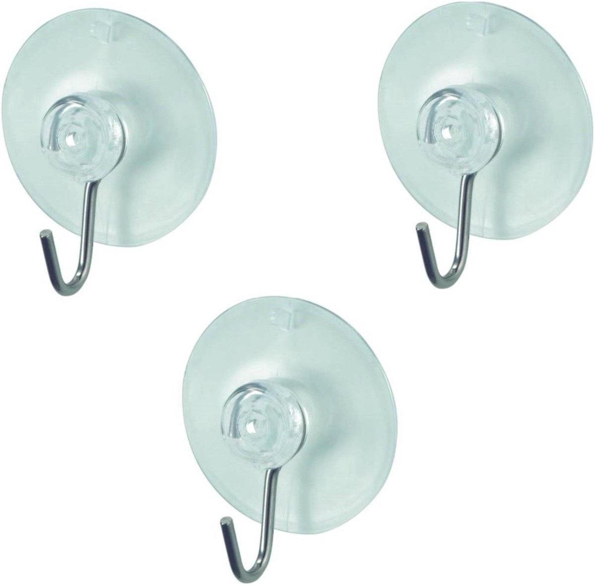 Benson Ophanghaak met zuignap - wit - 3x - kunststof - D45 mm