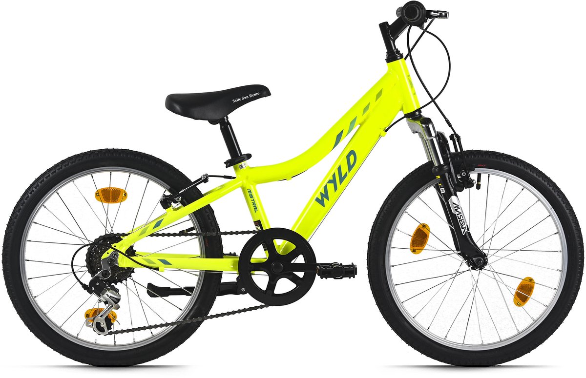 WYLD kinderfiets 20" Mistral geel 6 versnellingen framemaat 27 cm – vanaf 6 jaar