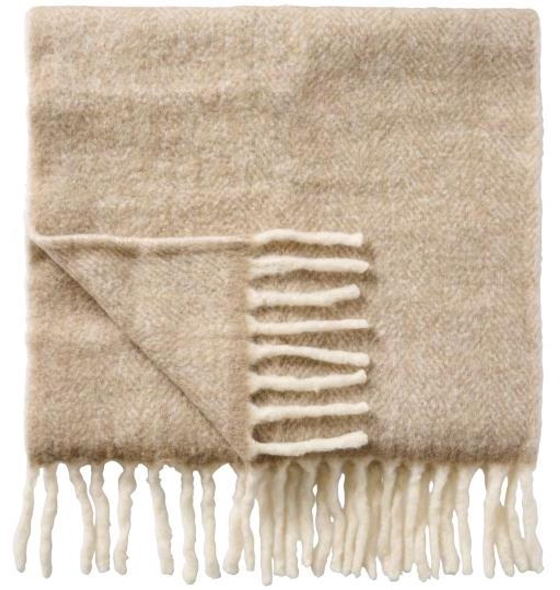 Plaid sand melange met franjes