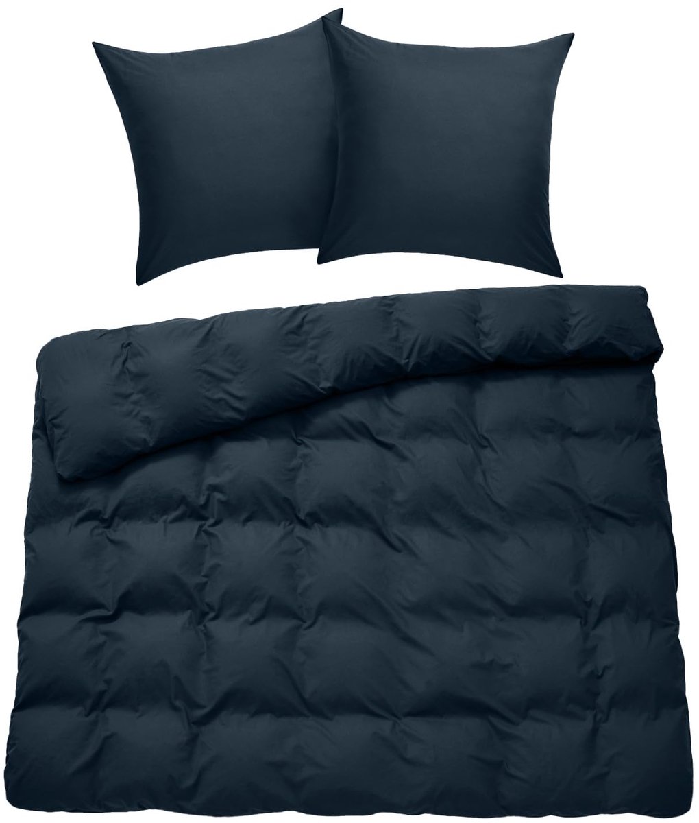 Unyqoos Donkerblauwe katoenen beddengoedset met ritssluiting voor ultiem slaapcomfort
