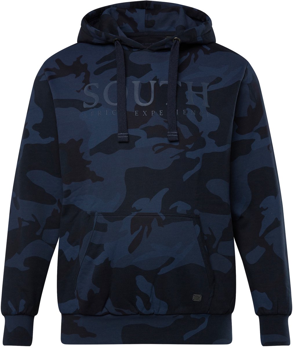 JP 1880 - Heren - Hoodie sweatstof camouflage capuchon - Navy blauw - Maat 6XL