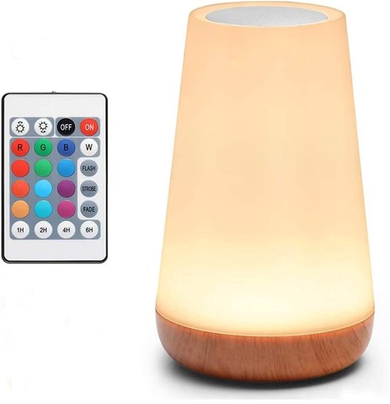 LED-nachtlampje voor naast het bed, met aanraakbediening en afstandsbediening, dimbaar, 13 RGB-kleuren, 5 helderheidsniveaus, oplaadbaar, draagbaar, voor baby's, kinderen, kinderkamer, slaapkamer, badkamer en camping. van Gritin — afbeelding 2