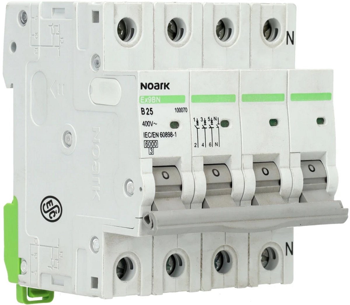 Noark installatieautomaat 3-polig+nul 25A B-Kar (Ex9BN 3PN B25)