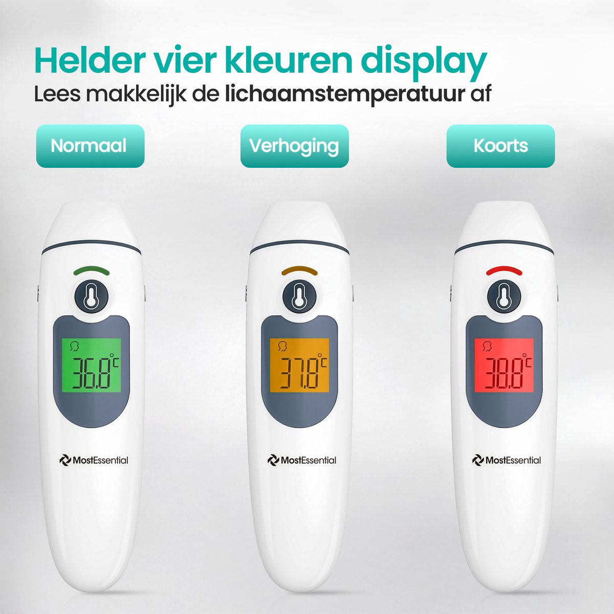 MostEssential 2-in-1 Digitale Koortsthermometer - Oorthermometer – Thermometer Voorhoofd & Lichaam - Koortsthermometer voor Volwassenen, Kinderen en Baby's - Contactloos - IR30 — cadeau in Cadeau-ideeën - foto 4