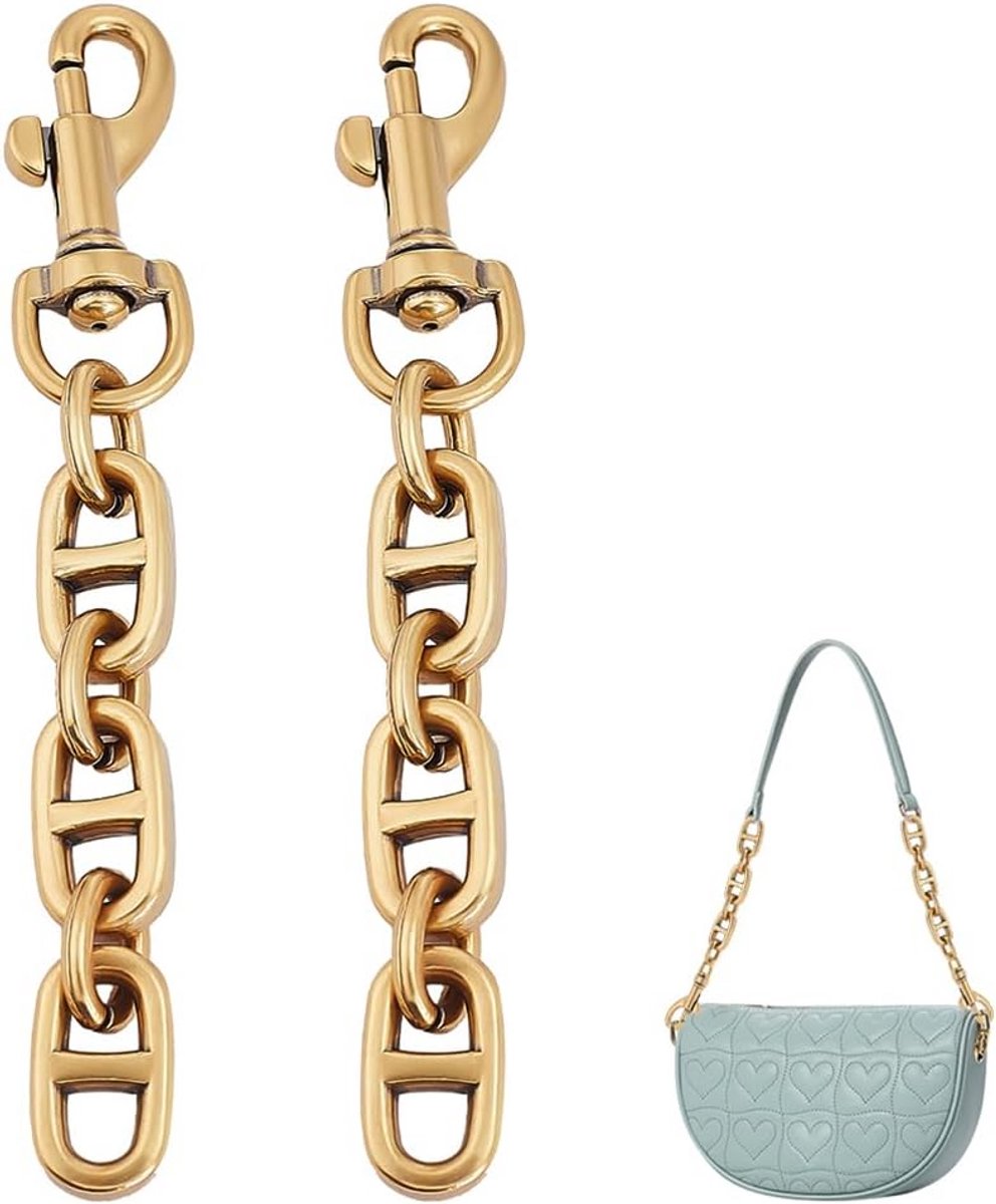 2x Verlengketting voor Handtas - 12 cm - Antiek Goud - Schoudertas Riem Vervanging met Karabijnhaak