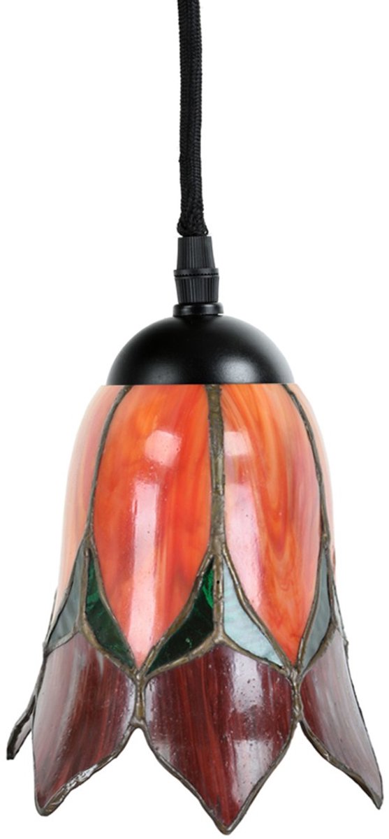 Coloured by Art Tiffany Hanglamp Lovely Flower Red - Art Deco Trade Rood