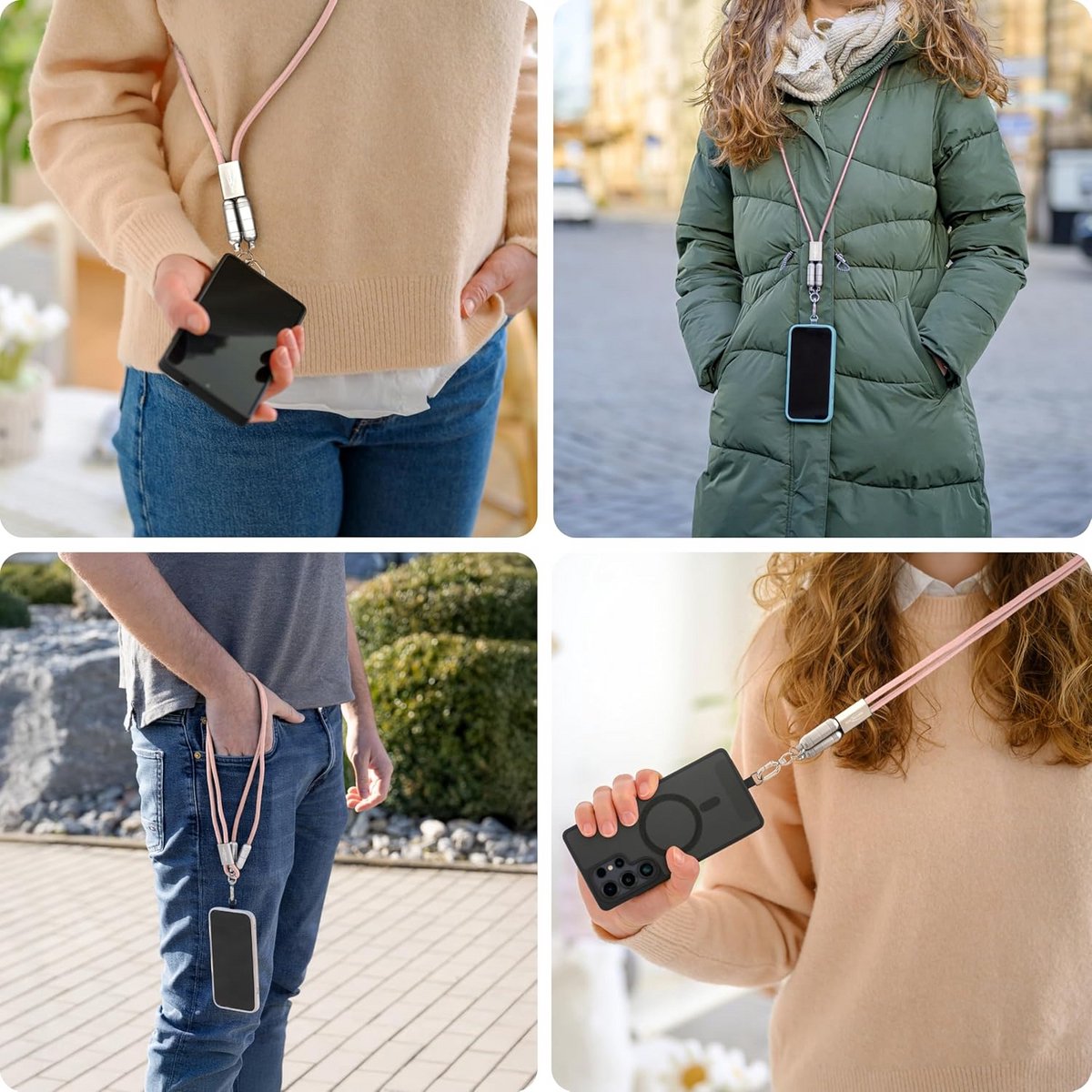 Universele Telefoonketting met USB-C en Lightning Kabel - 120 cm Wristlet voor Mobiel