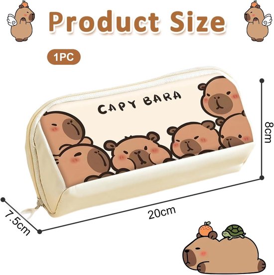 Capybara Schrijfwaren Set, Capybara Pennenetui Met Pennen, Clips