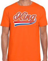 Koningsdag t-shirt King met sierlijke wimpel - oranje - heren - koningsdag outfit / kleding M