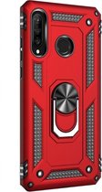 Samsung Galaxy A40 Rood Achterkant Anti-Shock Hybrid Armor me Ring Kickstand Back Cover Telefoonhoesje Luxe High Quality Case - beschermend hoesje