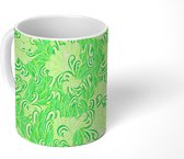 Mok - Patronen - Abstract - Bladeren - Groen - Mokken - 350 ML - Beker - Uitdeelcadeautjes