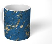 Mok - Goud - Marmer print - Blauw - Patronen - Mokken - 350 ML - Beker - Uitdeelcadeautjes