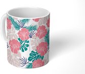 Mok - Koffiemok - Bloemen - Monstera - Pastel - Patronen - Mokken - 350 ML - Beker - Koffiemokken - Theemok