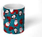 Mok - Koffiemok - Pinguïn - Kerstman - Bel - Patronen - Christmas - Mokken - 350 ML - Beker - Koffiemokken - Theemok