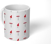 Mok - Koffiemok - Paddenstoel - Rood - Herfst - Patronen - Mokken - 350 ML - Beker - Koffiemokken - Theemok