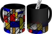 Magische Mok - Foto op Warmte Mokken - Kunst - Regenboog - Mondriaan - Patronen - Magic Mok - Beker - 350 ML - Uitdeelcadeautjes