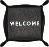 dienblad Welcome 19 x 19 cm PU-leder zwart