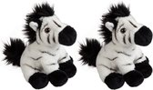 2x stuks zebra speelgoed knuffel 15 cm - Kleine knuffelbeesten