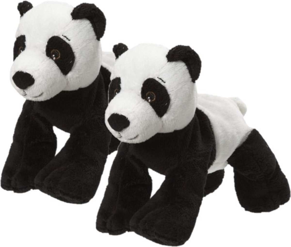 Afbeelding van product Nature planet  2x stuks pluche panda beer knuffel van 22 cm - panda knuffels speelgoed