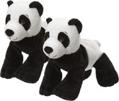 2x stuks pluche panda beer knuffel van 22 cm - panda knuffels speelgoed