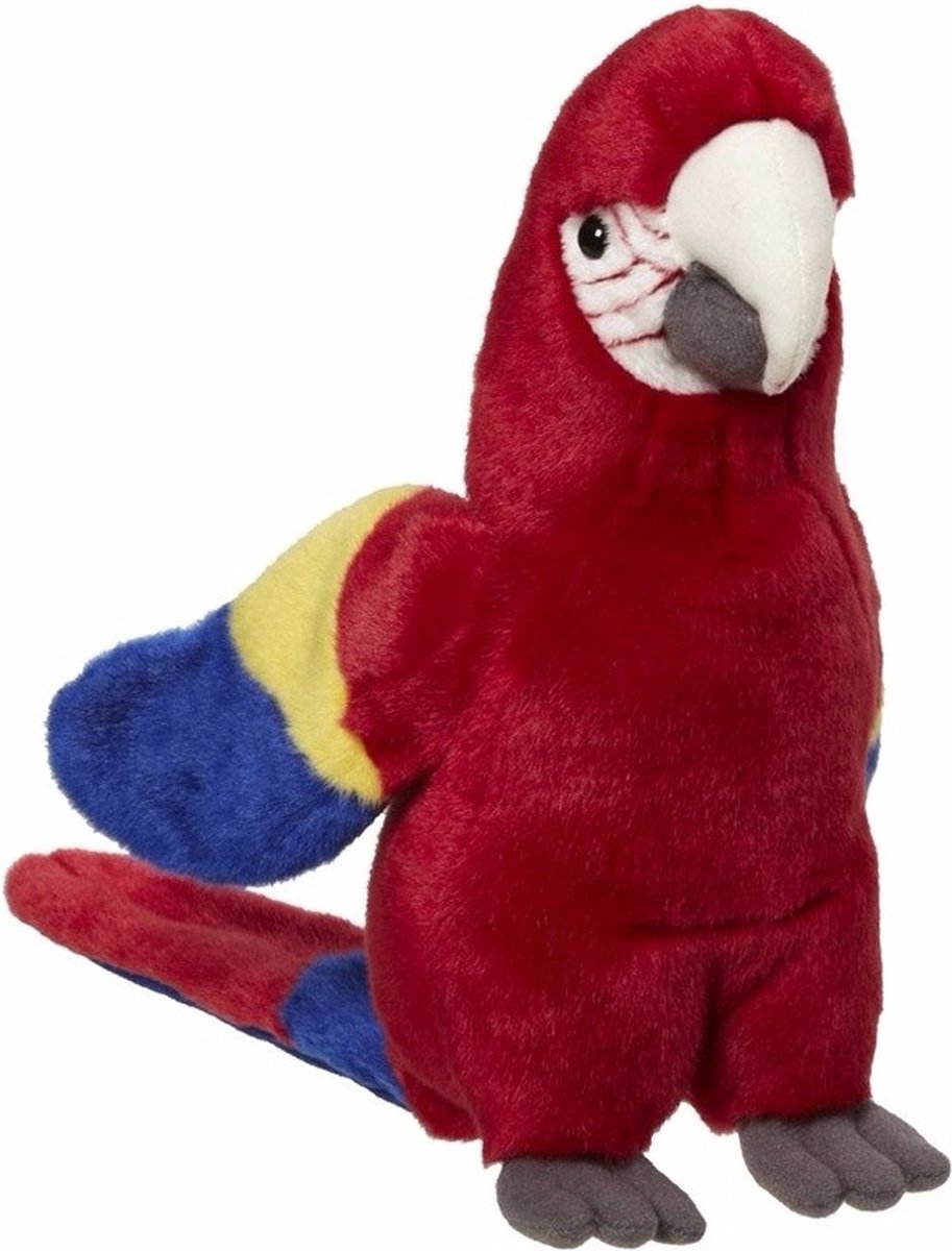 Nature Planet pluche papegaai knuffel - rood - 21 cm - vogels - dieren knuffels - Cadeau