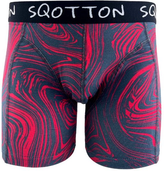 Boxershort - SQOTTON® - Golvend - Antraciet/Rood - Maat XL