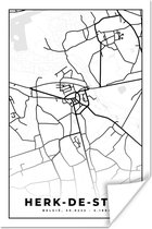 Poster Stadskaart – Plattegrond – België – Zwart Wit – Herk de Stad – Kaart - 20x30 cm