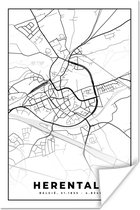 Poster Stadskaart – Plattegrond – België – Zwart Wit – Herentals – Kaart - 20x30 cm