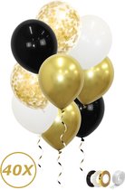 Gouden Ballonnen Confetti Verjaardag Versiering Abraham Helium Ballonnen Feest Versiering Sarah Zwart Wit – 40 Stuks