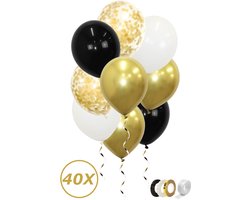 Gouden Ballonnen Confetti Verjaardag Versiering Abraham Helium Ballonnen Feest Versiering Sarah Zwart Wit – 40 Stuks
