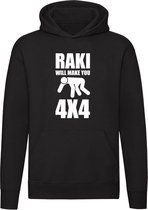 Raki will make you 4x4 | drank | alcohol | sterke drank | Turks | Unisex | Trui | Sweater | Hoodie | Capuchon | Zwart